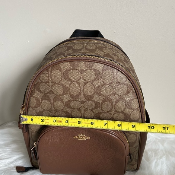 Coach Court Backpack In Signature Canvas Khaki/Saddle 2 - Picture 7 of 8